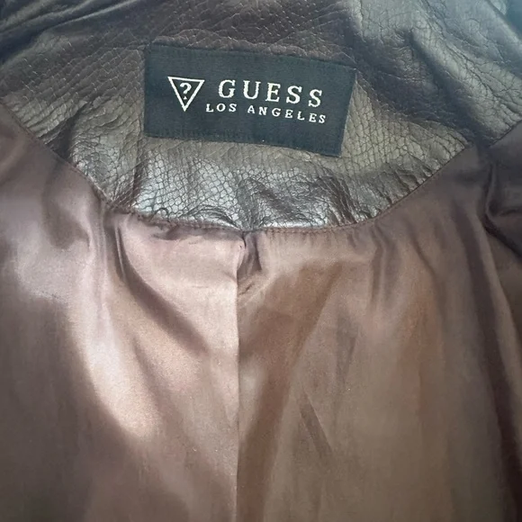 GUESS WOMANS BROWN SNAKE SKIN FAUX LEATHER MOTORCYCLE JACKET SZXL - Picture 12 of 16